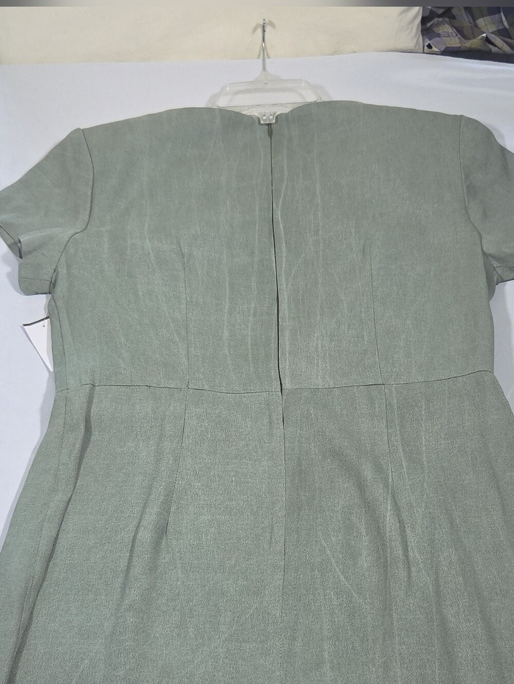 Vintage Michael Blair Sage Green Midi Dress with Embellished Neckline - Picture 3 of 11